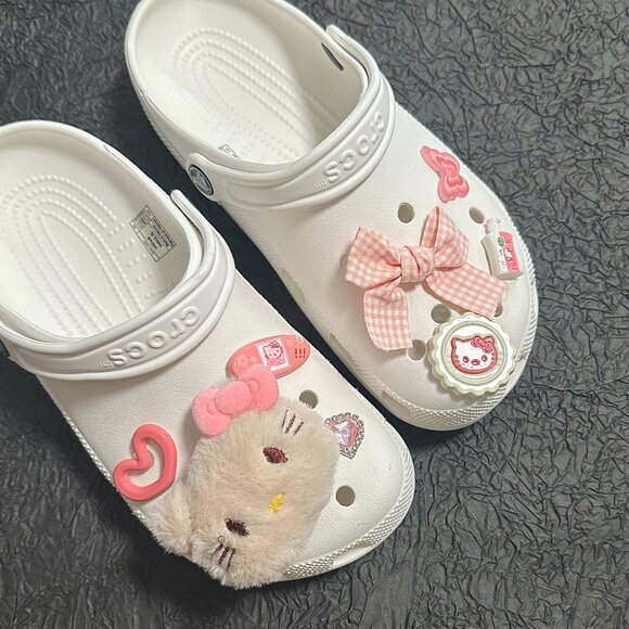 Kawaii Hello Kitty Plush Crocs Shoe Charms Y2K Fun Accessories 8PCS - Picture 2 of 2